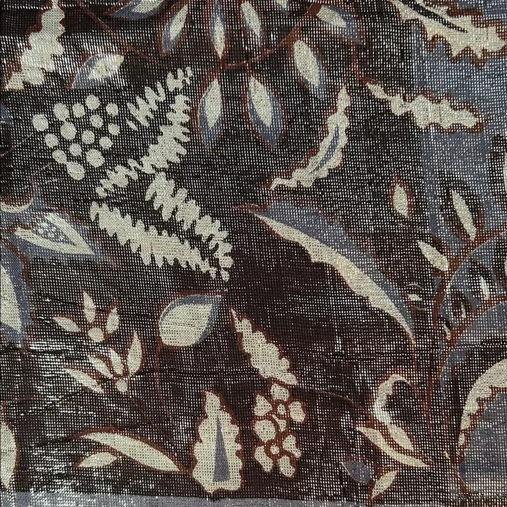Lilac and Brown Luminescent Floral Scarf with Gorgeous Metallic Sheen